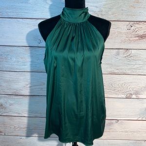 DO+BE dark green halter top. Open shoulders